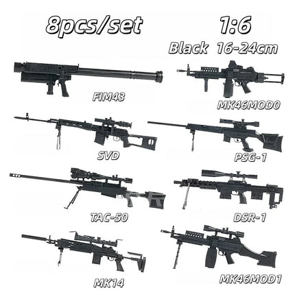 1/6 Assemble Gun Model Machine Gun Submachine Shotgun Sniper Rifle SVD AK47 MP40 MG42 Plastic Assembly Kit 8pcs/set