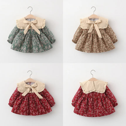 Children's Spring and Autumn Clothing Girls' Long sleeved Printed Dress Children's Princess Dress Baby Dress