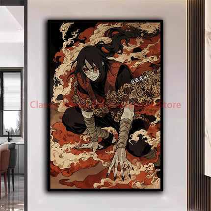 Naruto Poster Kakashi Sasuke Itachi Uchiha Akatsuki Anime Character Ukiyo-e Oil Painting Modern Home Decoration Aesthetic Gift