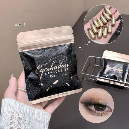 12colors Matte Eyeshadow MAGIC CASA Capsule Eye Set High-gloss Silkworm Small Golden Bean Not Easy To Smudge Brand Eye Makeup