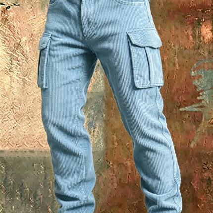 2026 New Large Pocket Loose Overalls Men's Outdoor Sports Jogging Tactical Pants Elastic Waist Pure Cotton Casual Work Pants