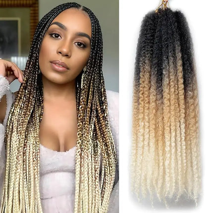 Marley Twist Braiding Hair 18Inch Long-Lasting Fluffy&Tangle-Free Cuban Twist Hair Crochet Hair Ombre Honey Brown T1B/30/27