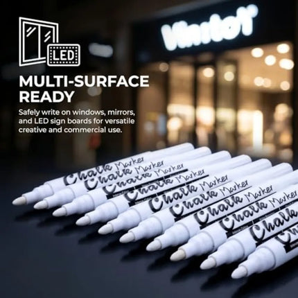 Liquid Chalk Markers for Blackboard Window Marker for Glass Washable Crayons Window Paint Pen Chalk Pens for Glass, 12 Pack