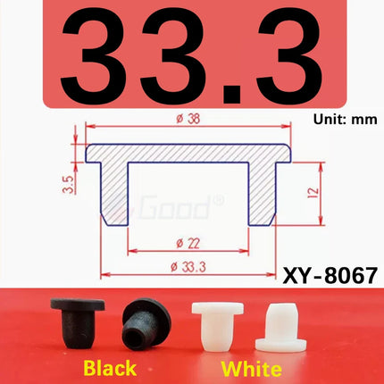 Black T-shaped silicone plug rubber hole cover dust-proof sealing, shock-absorbing foot pad  A-6.8mm~68.6mm