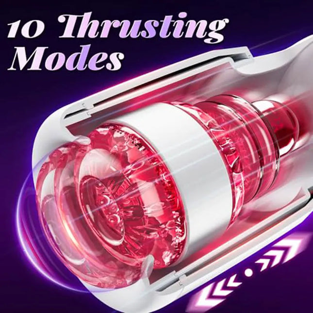 KUSHOR Tongue Licking Male Masturbator 10 Thrusting Blowjob Sex Machine Stroker for Glans Training Sex Toys for Men Pleasure