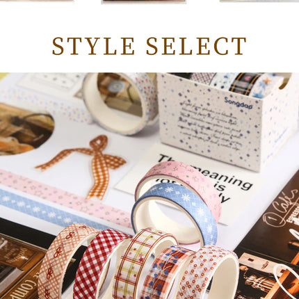 MINKYS 5pcs/set Basic Grid Star Decorative Tape Cute Cartoon Creative Washi Tape School Stationery