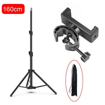 160cm Live Broadcast Tripod Landing Type Camera Anchor Selfie Light Frame Metal Thermometer Phone Holder