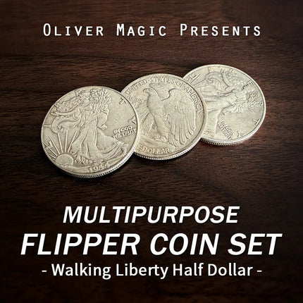 Multipurpose Flipper Coin Set (Walking Liberty Half Dollar) by Oliver Magic Tricks Coin Magia Close-up Stage Illusions Gimmicks