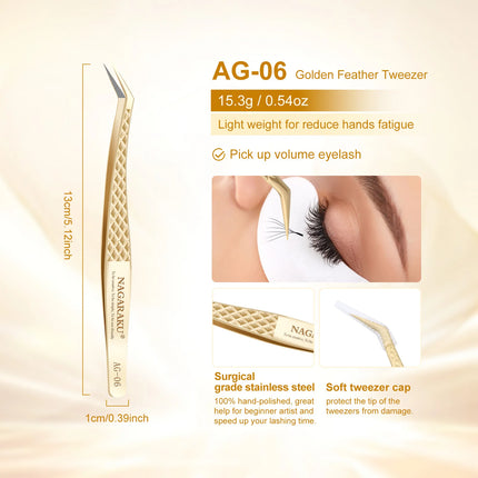 NAGARAKU Precision Fiber Tip Tweezer for Eyelash Extensions Professional Eyelash Tweezers Antistatic Straight