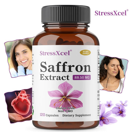 Saffron Supplement 88.5 Mg - Supports Overall Well-being, Promotes Eye Health, and Balances Mood. Non-GMO and Gluten-free