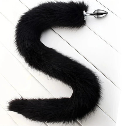 78cm Red Long Fox Tail Anal Plug Metal Butt Plug Prostate Massager Erotic Cosplay Accessories Adult Novelty Sex Toys For Couples