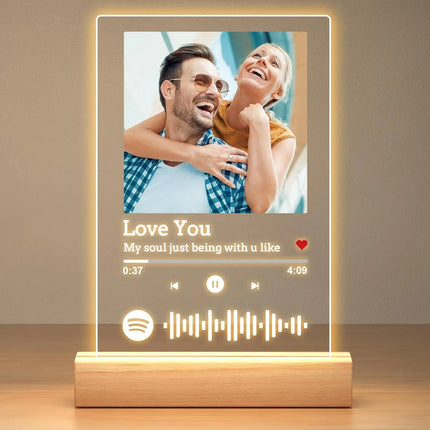 Custom Spotify Music Plaque Gifts For Anniversary Valentine Day Personalized Acrylic Photo Frame Lamp Perfect Mother's Day Gift