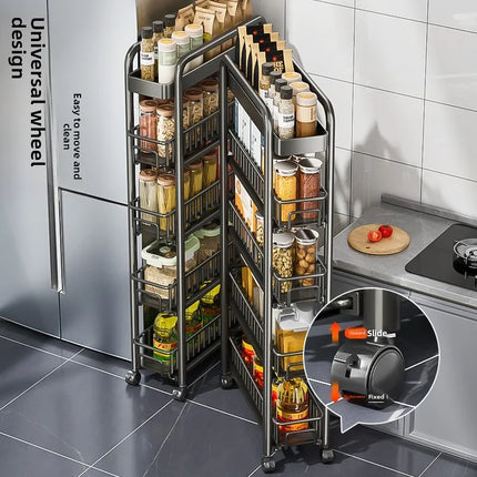 Slim Rolling Storage Cart Narrow Gap Kitchen Storage Rack with Wheels Pantry Organizer Shelf Bathroom Laundry Trolley 3/4/5 Tier