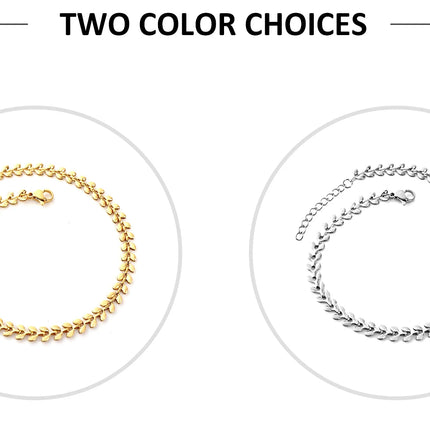 LUXUSTEEL Fashion Stainless Steel Anklets For Women Girls Boho Golden Color Leaf Arrow Ankle Bracelet Ocean Beach Foot Jewelry