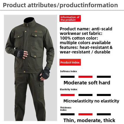 Thickened Work Uniform Set for Men Spring Autumn Auto Repair Welding Heat Resistant Wearable Labor Protection Clothing for Co...