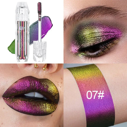 Optical Chameleons Eye Glitter Pigment Monochrome Holographic Navy Blue Green Shiny Metallic Liquid Lip Gloss Eye Shadow Stick