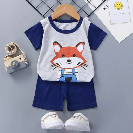 Boutique Clothing New Children's Short-sleeved Shorts Suit Summer Baby Boys Girls T-shirt Two-piece Set 0-1-2-3-4 Years Old