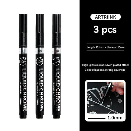 1-6pcs Chrome Pen Marker Mirror Waterproof DIY Reflective Paint Repair for Rock Ceramic Glass Metallic Gold/Silver 0.8/1/2mm Nib
