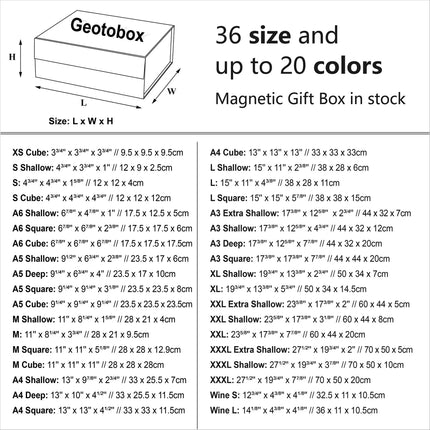 Geotobox 70x50x20cm | 68.6x48.9x19.3cm XXXL Size Luxury Rigid Magnetic Closure Lid Gift Boxes for Packing