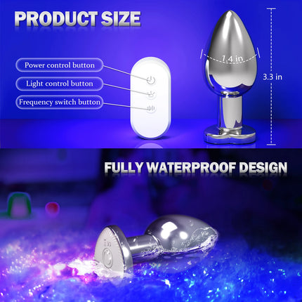 Glowing Vibrating Anal Plug RGB Light APP Control Anal Vibrator Bright Metal Butt Plug Bluetooth Vibration Dildo Adult Sex Toys
