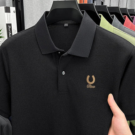 100%Cotton High Quality Men New Short-Sleeved Polo Shirt Lapel Button Various Colors Embroidery Comfortable Ventilate Men's Wear