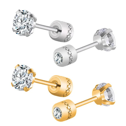 ‌2025 New Gold Color Stainless Steel Boho Zircon Stud Earrings Hypoallergenic Light Luxury Jewelry for Women, for Daily & Party