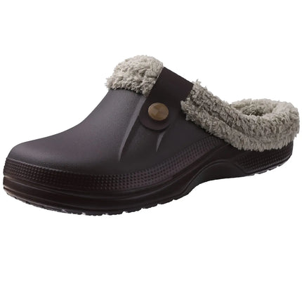 Kidmi Fur Lined Clogs Slippers For Women Classic Winter Waterproof House Slippers For Women With Padded Shoes EVA Garden Shoes