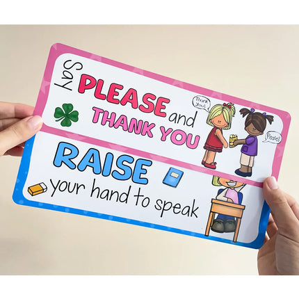 16 PCS Classroom Rules Bulletin Board Set Big Cards Classroom Decor Student Behavior Rules Developing Good Habits for Kid Child
