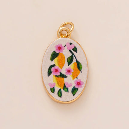 Flower Fruit Love Shell Drip Oil Printed Pendant Fashion Trend DIY Charms Jewelry Making Accessory