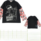 90 cm / Long t cartoon inkjet style black