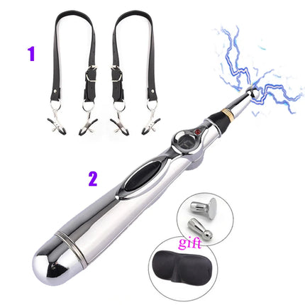 Electric Shock Vagina Pen Labia Clips Nipple Clamp Bdsm Bondage Clit Stimulator Set Restraint Strap Mouth Gag Vibrator Sex Toys