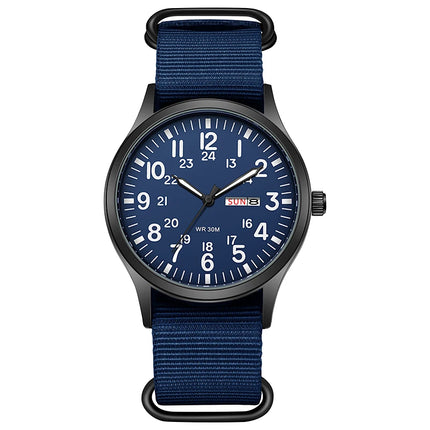 2024 TPW Field Watch Easy-Read Fabric Strap 24-Hour Display Quartz Movement