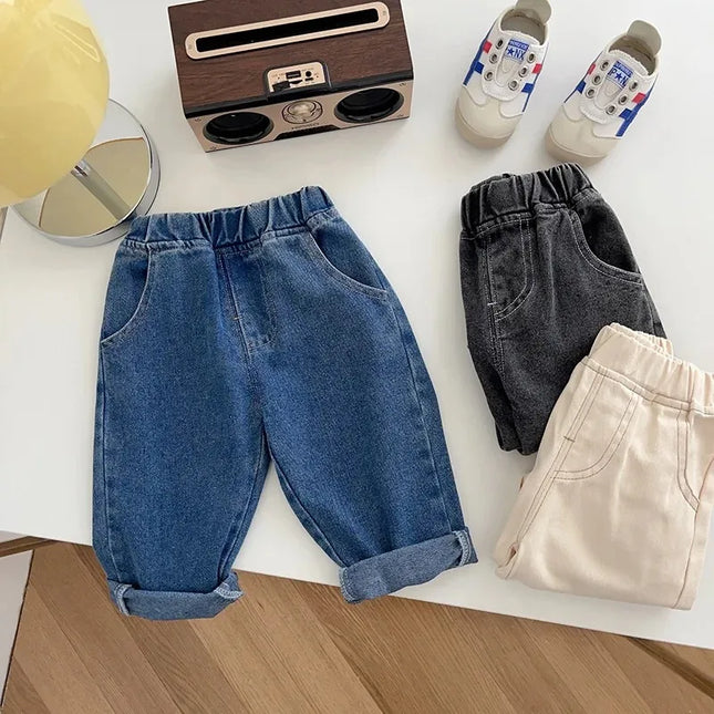 Spring Autumn New Baby Pants Casual Denim 12M-5T Kids Boys Straight Jeans Soft Toddler Girls Fashion Trousers