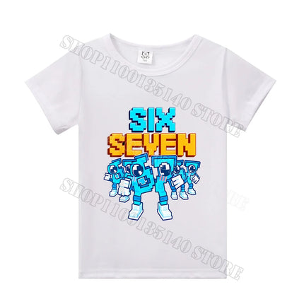 Steal A Brainrot Short Sleeve Children T-shirt 67 Six Seven Cotton Tops Tshirt Boys Girls Clothing Fashion Funny Meme T-shirts