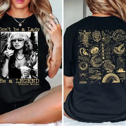 T-shirt de la tournée musicale "Don't Be A Lady Be A Legend" Stevie Nicks, t-shirt décontracté ample, imprimé col rond en coton, cadeau unisexe pour les fans.