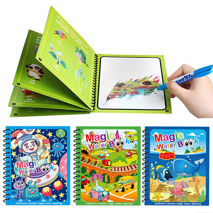 1/3/5pcs Cartoon Magic Water Book with Pen Drawing Coloring Books Kids Baby Montessori Toys Children Learning Education Toy TMZ