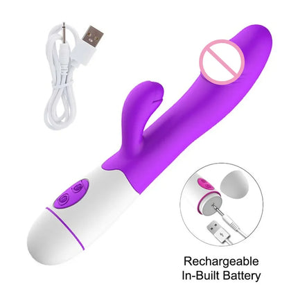 Rabbit Vibrator for Women Vagina G-Spot Nipple Clitoris Stimulator Thrusting Telescopic Rotating Dildo for Adult Sexy Toys