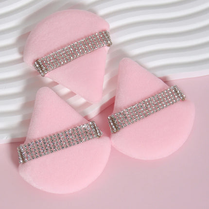 3 件套 Diamond Triangle Powder Puff Face Makeup Tool Sponge Velvet Soft Smooth Facial Beauty Makeup Sponge Cosmetics Accessories