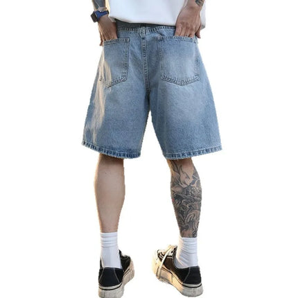 Washed Denim Jorts Shorts Men's Summer Streetwear Fashion Hip Hop Casual Loose Denim Wide Leg Short Baggy Jeans Pant Shorts