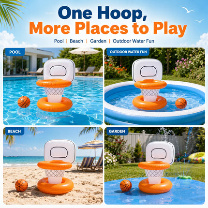 Inflatable Floating Basketball Hoop Set Thick PVC Water Shooting Game With Mini Basketball Summer Swimming Pool Beach Backyard