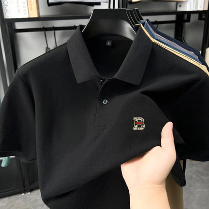 High-end brand 100% cotton short sleeve polo shirt men's summer new soft breathable lapel T-shirt fashion letter embossed top