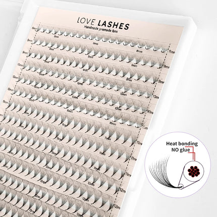 360/640 Premade Volume Fans 16 Rows Cils Bouquet Prefaits Promade Lashes Pointy Base Mid Stem Pro Made Fans Lash Fans Pre Made
