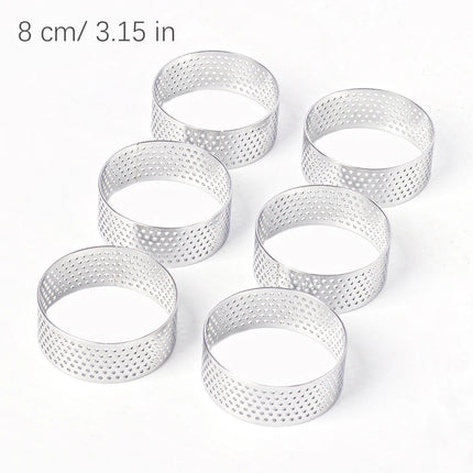 Tart Ring Set, 3-12Pcs Perforated Stainless Steel, Food Grade Nonstick Reusable EasyClean, Cake Rings Pastry Molds, Baking Tools