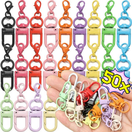 Lobster Clasp Spring Buckle Keychain with Chains Colorful Keyrings for DIY Jewelry Making Carabiner Key Ring Hooks Bags Buckle