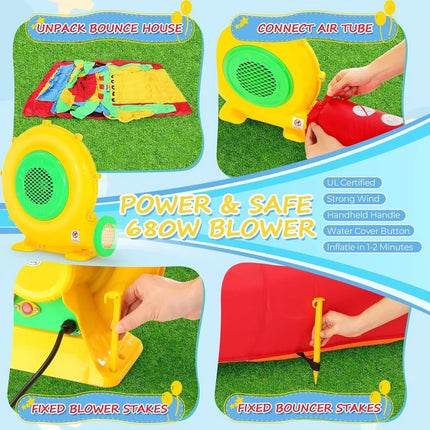 KF Inflatable Obstacle Course for Big18 x 8.2FT Kids 3-6 Bounce House Castle Dual Tunnels, Large Slide, Climbing, Obstacles