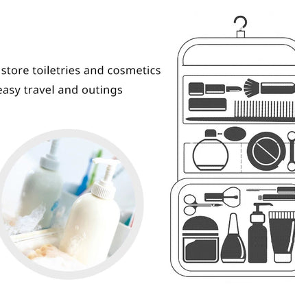 Large Capacity Portable Waterproof Travel Toiletry Bag with Handheld Hook Makeup Storage Bag Dry Wet Separation Cubic Shape