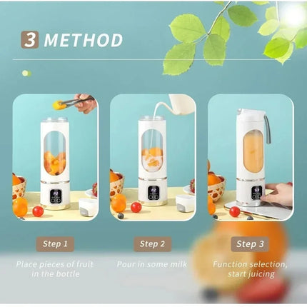 Portable Cordless USB Rechargeable Electric Juicer Cup Blender with Digital Display for Fruit Milkshake Making Home Outdoor Use