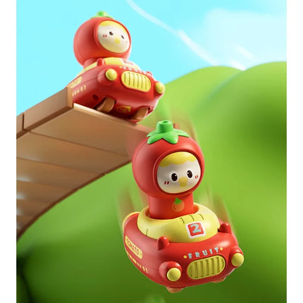 Baby Presses Fruit Cart Toy Cartoon Color Cognitive Inertia Slid Children Car Toy Hand Eye Coordination Parent-child Interaction