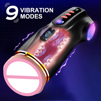 Automatic Male Masturbator Vibrating Sucking Machine Simulation Blowjob Pocket Pussy Kit with 3 Removable Liners Sex Toy for Men