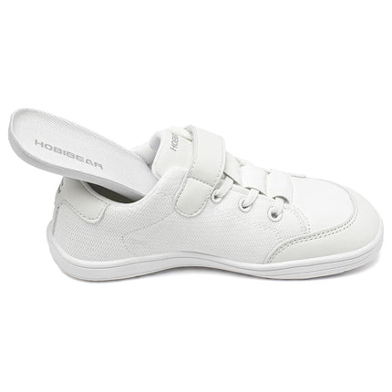 HOBIBEAR Kids Wide Toe Barefoot Shoes Boys Girls Minimalist Sneakers Lightweight Hook Loop Mesh Artificial Leather Shoes